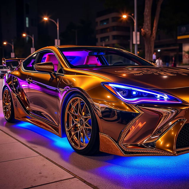 A Toyota car with a luxurious and over-the-top custom design