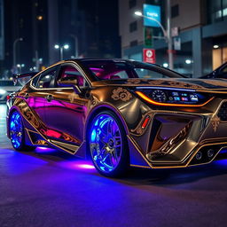 A Toyota car with a luxurious and over-the-top custom design