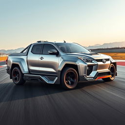 An inventive automotive design merging the rugged Toyota Hilux with the high-performance aesthetics of a Nissan GTR