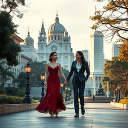 a charming and romantic book cover set in São Paulo, featuring a lovely hetero couple