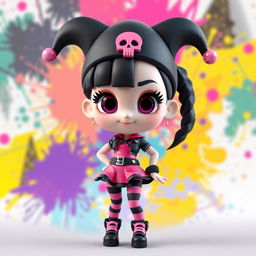 A 3D rendered character inspired by Kuromi, with a punk rock aesthetic