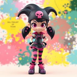 A 3D rendered character inspired by Kuromi, with a punk rock aesthetic