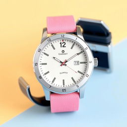 An analog quartz wristwatch designed for a young demographic aged 18-35 years