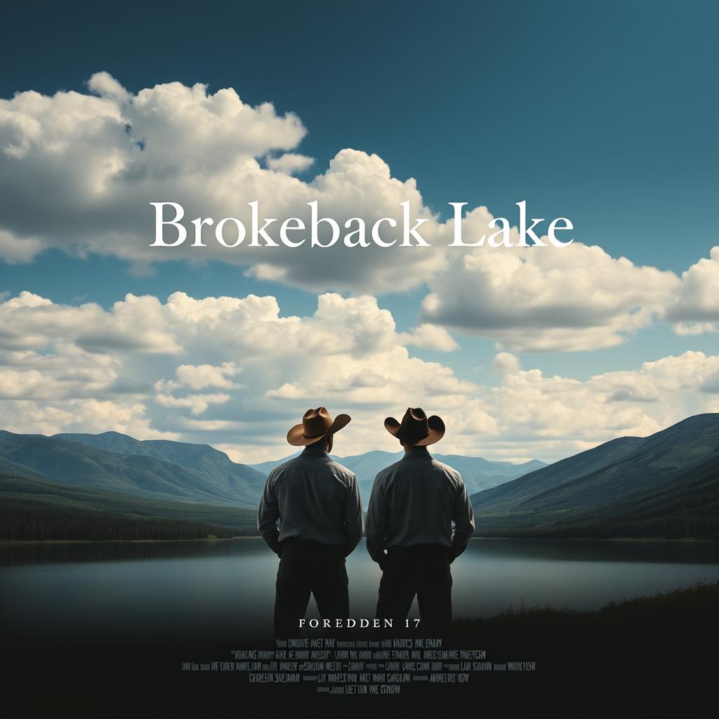 A movie poster inspired by 'Brokeback Mountain', titled 'Brokeback Lake'