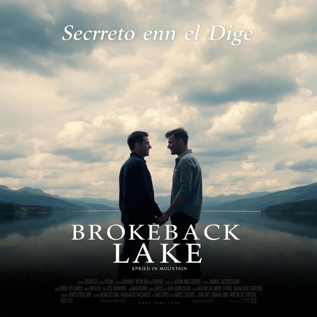 A movie poster inspired by 'Brokeback Mountain', titled 'Brokeback Lake', with the Spanish title 'Secreto en el Dique' prominently displayed