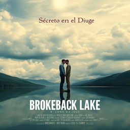 A movie poster inspired by 'Brokeback Mountain', titled 'Brokeback Lake', with the Spanish title 'Secreto en el Dique' prominently displayed