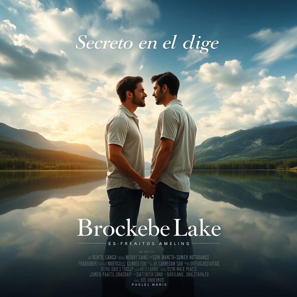 A movie poster inspired by 'Brokeback Mountain', titled 'Brokeback Lake', with the Spanish title 'Secreto en el Dique' prominently displayed