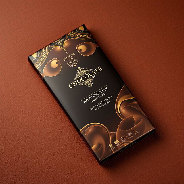 A beautifully designed chocolate package, showcasing rich and luxurious aesthetics