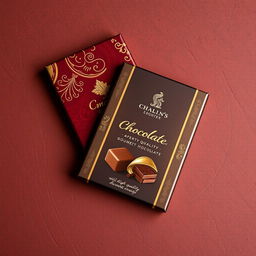 A beautifully designed chocolate package, showcasing rich and luxurious aesthetics