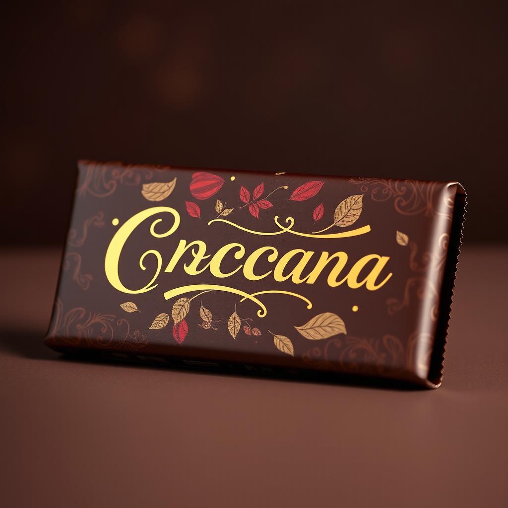 A beautifully designed chocolate package wrapping, featuring intricate patterns and rich colors