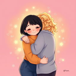 A heartwarming book cover illustration depicting two friends embracing each other with affection