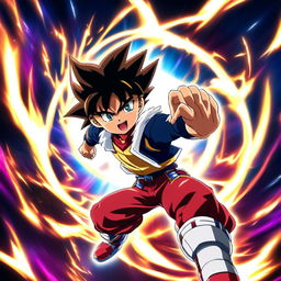 Anime-style profile picture featuring an ultimate Beyblade spinning with immense speed and power against a background of sparks and energy waves.