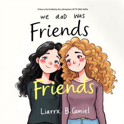 book cover featuring two friends with black and blonde curly hair, standing in a softly lit background, semi-realistic drawing style, emphasizing their friendship and connection