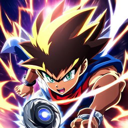 Anime-style profile picture featuring an ultimate Beyblade spinning with immense speed and power against a background of sparks and energy waves.