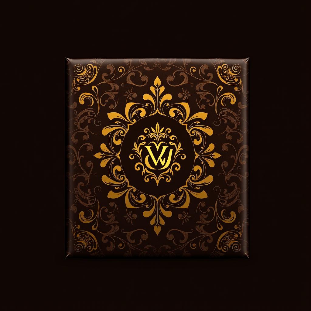 A luxurious chocolate package design, featuring a rich and ornate pattern