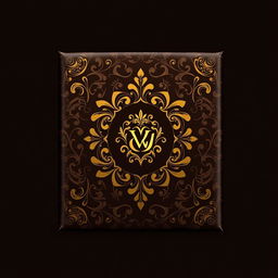 A luxurious chocolate package design, featuring a rich and ornate pattern