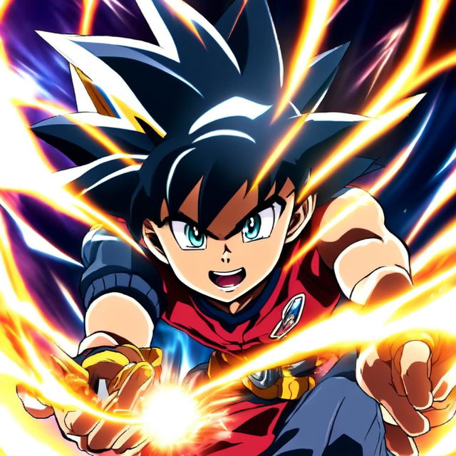 Anime-style profile picture featuring an ultimate Beyblade spinning with immense speed and power against a background of sparks and energy waves.