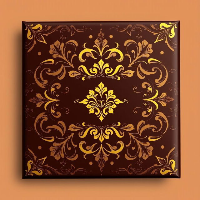 A luxurious chocolate package design, featuring a rich and ornate pattern