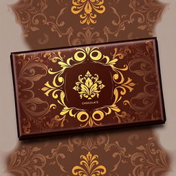 A luxurious chocolate package design, featuring a rich and ornate pattern