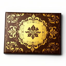 A luxurious chocolate package design, featuring a rich and ornate pattern