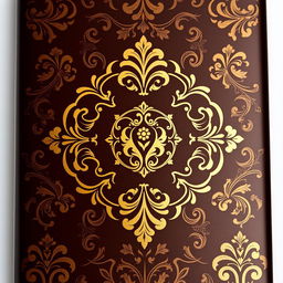 A luxurious chocolate package design, featuring a rich and ornate pattern