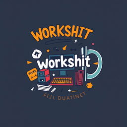 Concept art for a 'workshit' themed design, blending humor with a quirky aesthetic