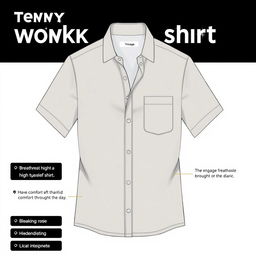 Design of a trendy, short-sleeved work shirt, combining a casual and professional look