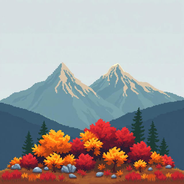 A serene autumn landscape within a compact 32x32 pixel space