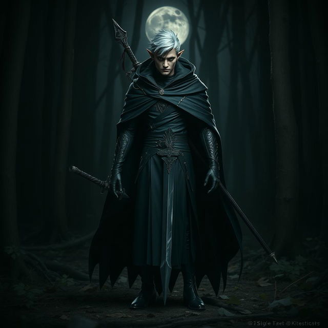 A mysterious elf dressed entirely in black