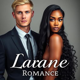 A stunning e-book romance cover featuring a handsome blonde man with blue eyes, wearing a sleek suit and tie