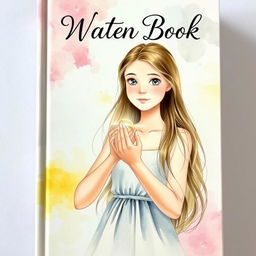 A whimsical watercolor book cover featuring a young woman with long flowing hair, gracefully holding a shiny ring between her fingers