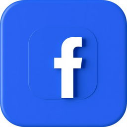 A sleek and modern Facebook icon featuring a stylized letter 'F' on a vibrant blue background, with subtle shading and depth to give a 3D effect, ideal for a contemporary app interface