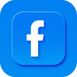 A sleek and modern Facebook icon featuring a stylized letter 'F' on a vibrant blue background, with subtle shading and depth to give a 3D effect, ideal for a contemporary app interface