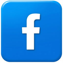 High-quality realistic rendering of the official Facebook icon, featuring the classic lowercase white 'f' on a bright blue background, with a glossy finish and subtle drop shadow to create a modern digital appearance