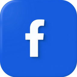 High-quality realistic rendering of the official Facebook icon, featuring the classic lowercase white 'f' on a bright blue background, with a glossy finish and subtle drop shadow to create a modern digital appearance