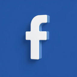 High-quality realistic rendering of the official Facebook icon, featuring the classic lowercase white 'f' on a bright blue background, with a glossy finish and subtle drop shadow to create a modern digital appearance