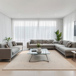 A modern living room design with sleek, contemporary furniture