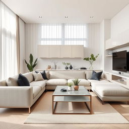 A modern living room design with sleek and elegant elements