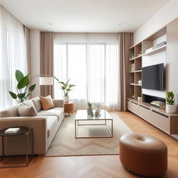 A modern living room design with sleek and elegant elements