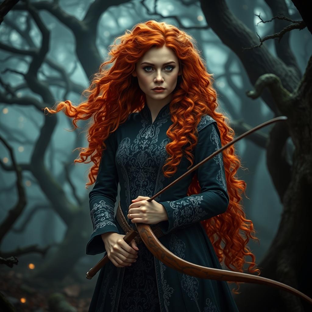 Princess Merida in a live-action dark fantasy setting