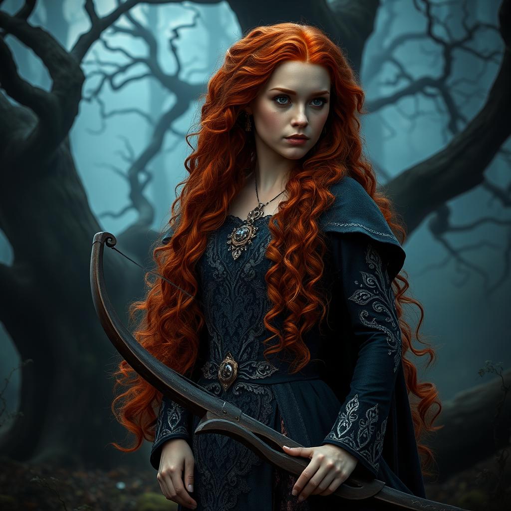 Princess Merida in a live-action dark fantasy setting