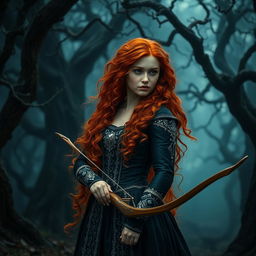 Princess Merida in a live-action dark fantasy setting