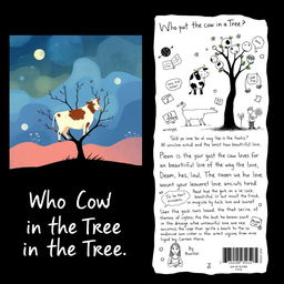 A journal cover titled "Who Put the Cow in the Tree?" representing a fantastical dream about unrequited love and inner monologue