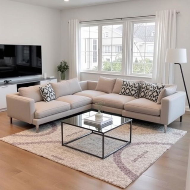 Modern living room design focusing on updating the sofa and coffee table