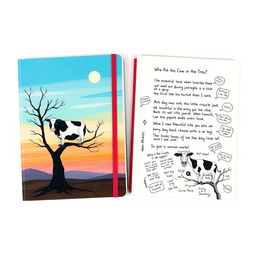 A journal cover titled "Who Put the Cow in the Tree?" representing a fantastical dream about unrequited love and inner monologue