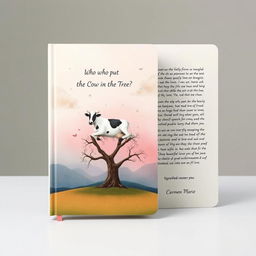 A journal cover titled "Who Put the Cow in the Tree?" inspired by a surreal dream of unrequited love and inner monologue