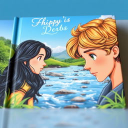 A captivating book cover featuring a boy with light brown wavy hair on the right side and a girl with long, wavy black hair on the left side