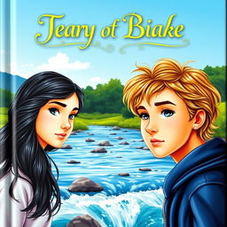 A captivating book cover featuring a boy with light brown wavy hair on the right side and a girl with long, wavy black hair on the left side