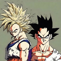 Profiles featuring characters from Dragon Ball Z, appearing battle worn, tattered and scarred, yet resilient and fierce.