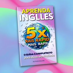 A visually captivating e-book cover for 'Aprenda Inglês 5x Mais Rápido: O Guia Completo para Fluência'